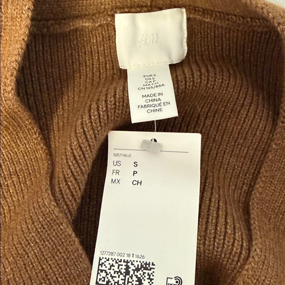 H&M Brown Ribbed Cardigan NWT Size S Button Front - Picture 5 of 5